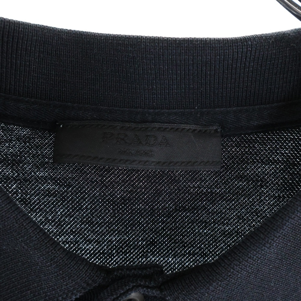 PRADA(プラダ) フロントトライアングルロゴ コットン 半袖ポロシャツ ブラック UJN444 S181 XGS