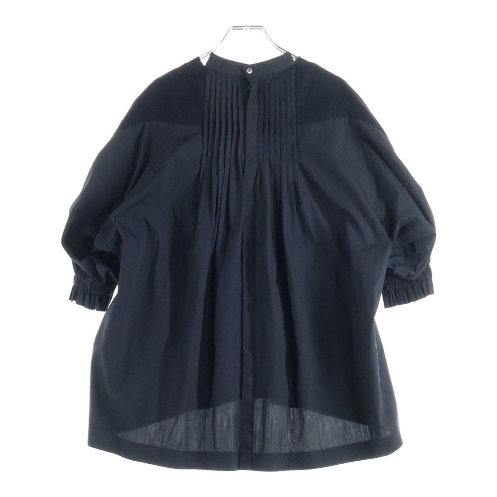 Sacai(サカイ) ニット切り替え ドッキング フロントポケット 半袖シャツ ブラウス ブラック レディース SCW-014