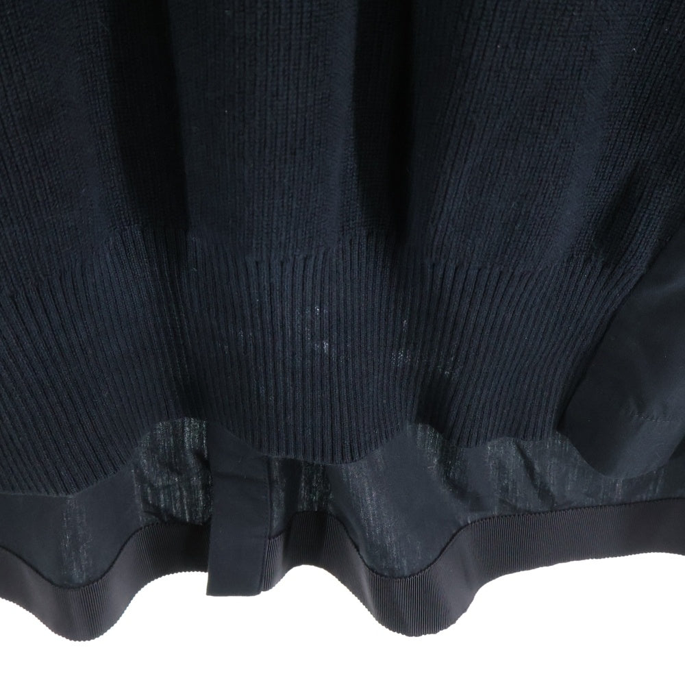 Sacai(サカイ) ニット切り替え ドッキング フロントポケット 半袖シャツ ブラウス ブラック レディース SCW-014