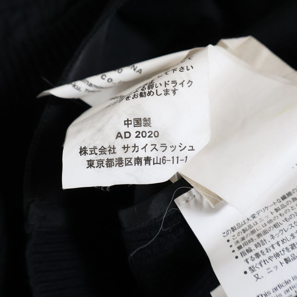 Sacai(サカイ) ニット切り替え ドッキング フロントポケット 半袖シャツ ブラウス ブラック レディース SCW-014