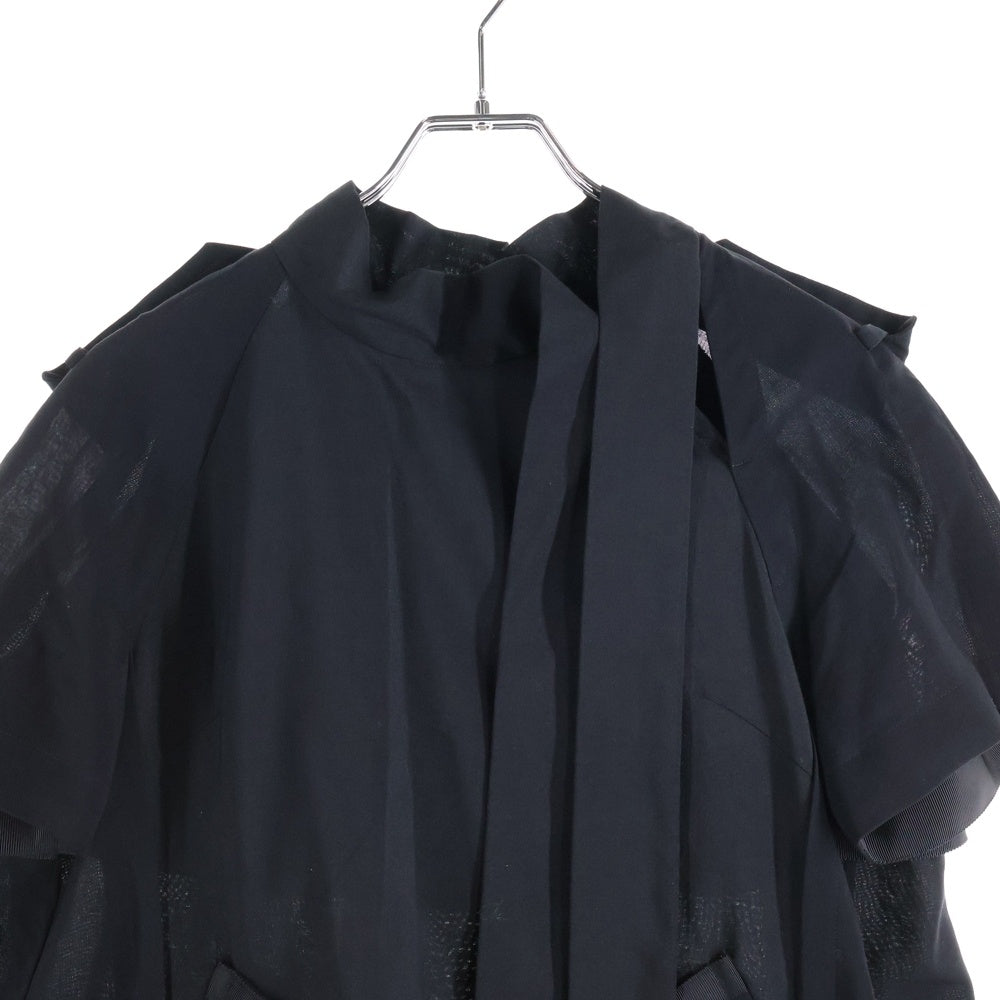 Sacai(サカイ) 21SS Suiting Pullover スーチング プルオーバー 半袖シャツ ブラウス ブラック レディース 21-05390