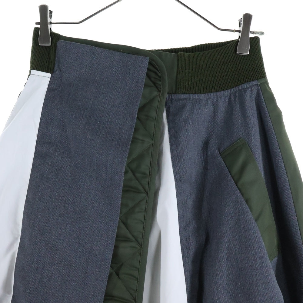 ENFOLD(エンフォルド) ドッキング ナイロン切り替え ツイル ロングスカート カーキ/グレー レディース 300DA231-0740