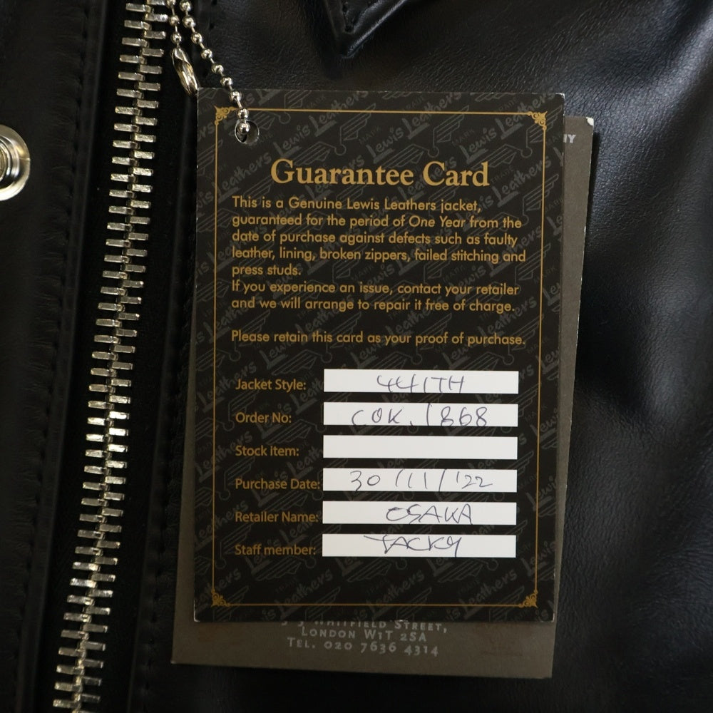 Lewis Leathers(ルイスレザー) 441TH CYCLONE TIGHT FIT サイクロン タイトフィット ホースハイド ダブルライダース レザージャケット ブラック