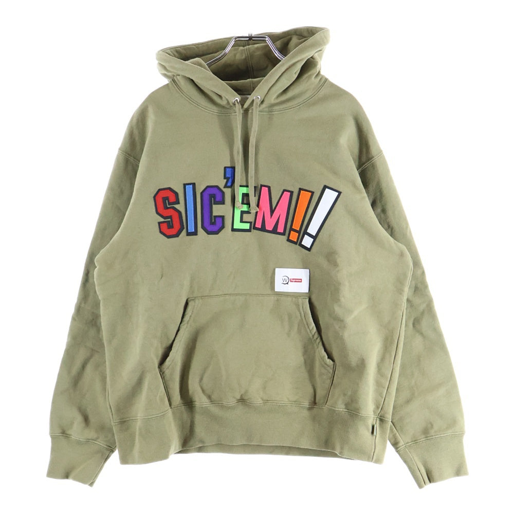 SUPREME(シュプリーム) 21AW ×WTAPS Sic'em! Hooded Sweatshirt ダブルタップス ロゴアップリケ スウェットプルオーバーパーカー カーキ
