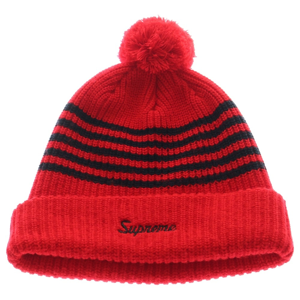 SUPREME(シュプリーム) 11AW Striped Loose Gauge Beanie ルーズゲージ ストライプ ビーニー ニット帽 レッド/ブラック