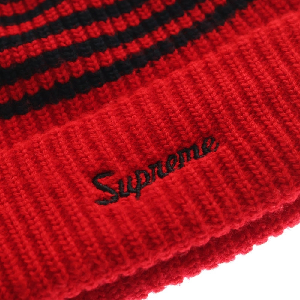 SUPREME(シュプリーム) 11AW Striped Loose Gauge Beanie ルーズゲージ ストライプ ビーニー ニット帽 レッド/ブラック