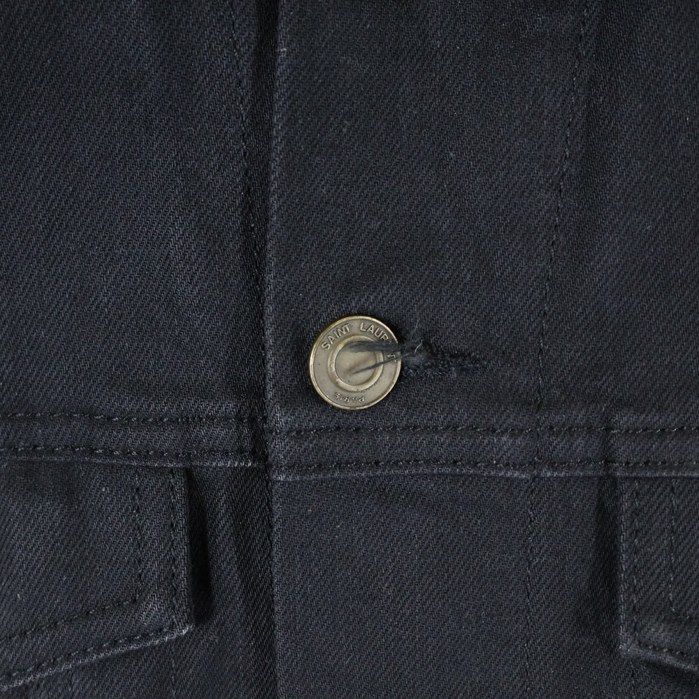SAINT LAURENT PARIS(サンローランパリ) 2ポケット レギュラーカラーデニムジャケット Gジャン ブラック 377003 Y869H