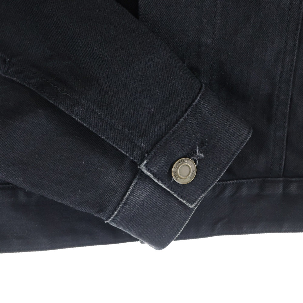SAINT LAURENT PARIS(サンローランパリ) 2ポケット レギュラーカラーデニムジャケット Gジャン ブラック 377003 Y869H
