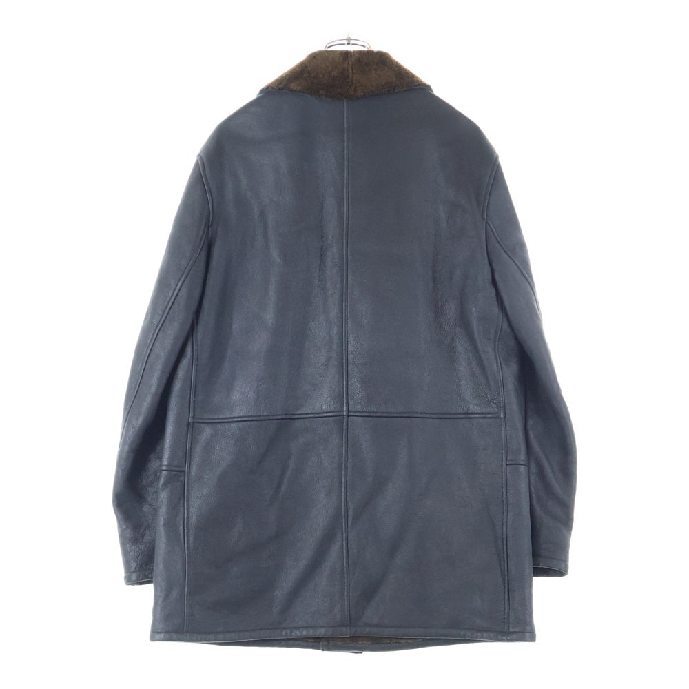 Ermenegildo Zegna(エルメネジルドゼニア) イタリア製 ボタンアップ テーラードカラー リアルムートンレザーコート ジャケット ブラック