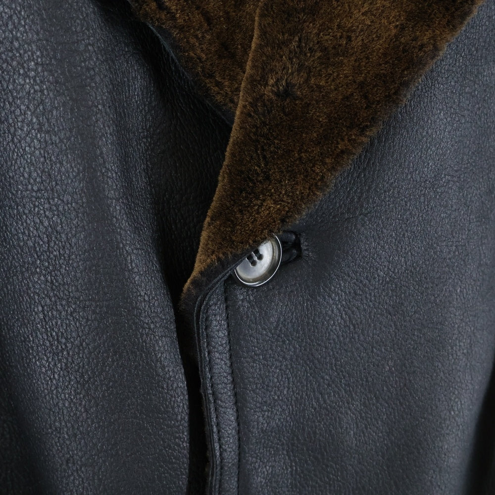 Ermenegildo Zegna(エルメネジルドゼニア) イタリア製 ボタンアップ テーラードカラー リアルムートンレザーコート ジャケット ブラック