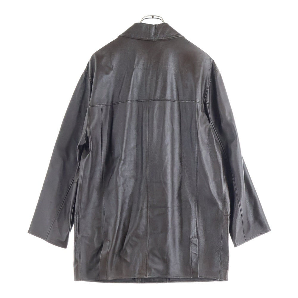 AC BANG(エーシーバング) ボタンアップ ステンカラー レザージャケット ブラウン