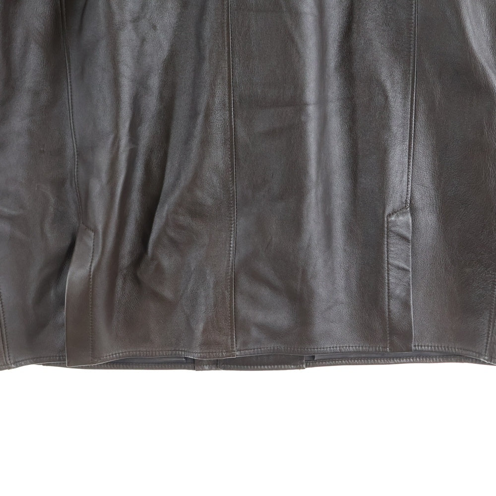 AC BANG(エーシーバング) ボタンアップ ステンカラー レザージャケット ブラウン