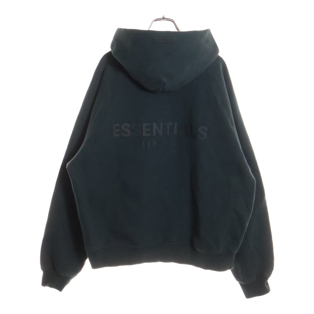 ESSENTIALS FEAR OF GOD(エッセンシャル フィアオブゴッド) バックロゴデザイン カンガルーポケット ラバーロゴ フーデット プルオーバースウェットパーカー ブラック 090233