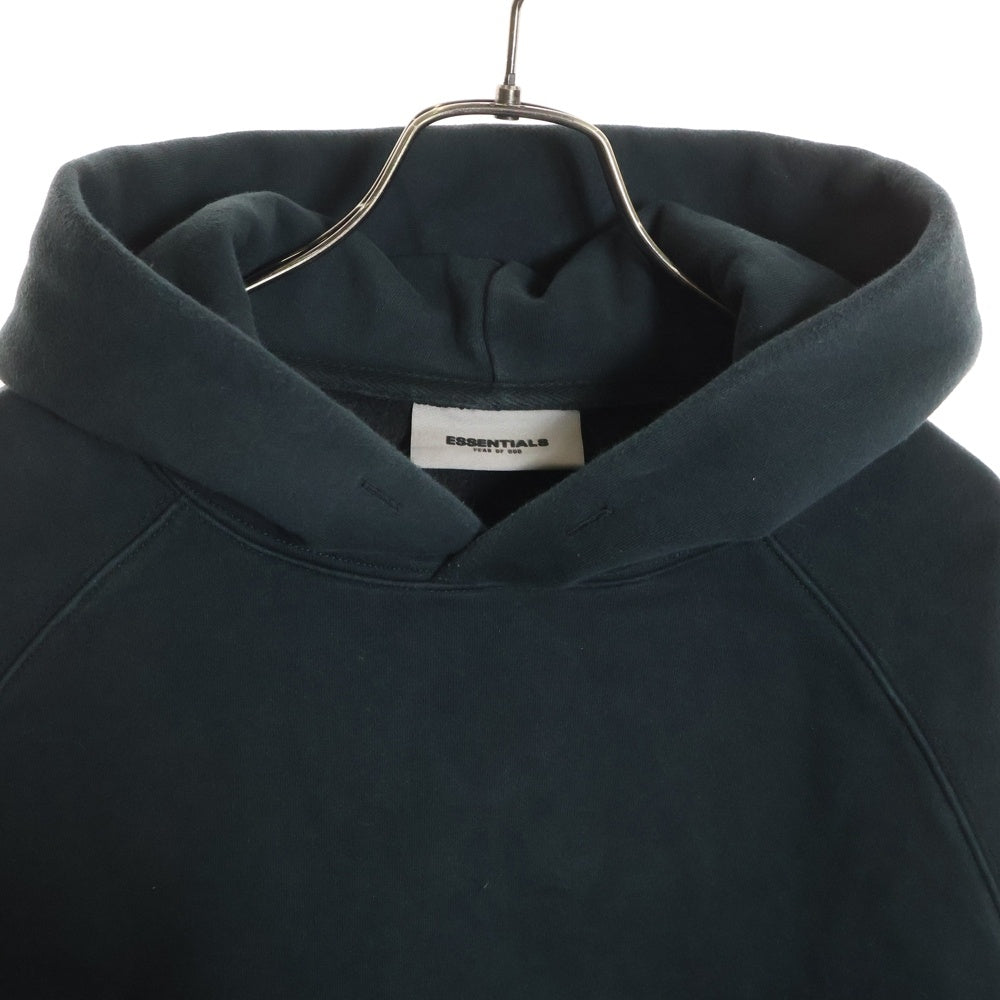 ESSENTIALS FEAR OF GOD(エッセンシャル フィアオブゴッド) バックロゴデザイン カンガルーポケット ラバーロゴ フーデット プルオーバースウェットパーカー ブラック 090233