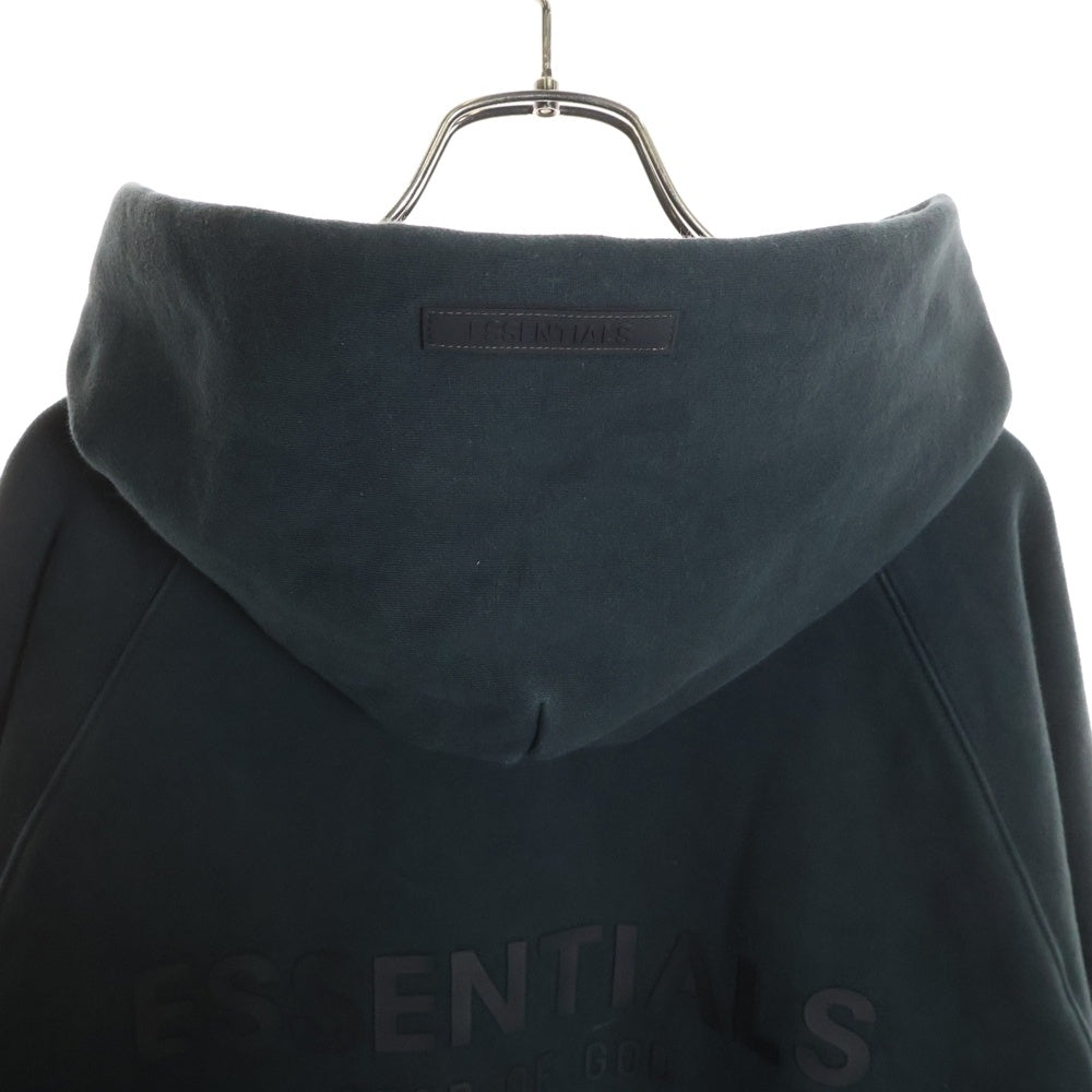 ESSENTIALS FEAR OF GOD(エッセンシャル フィアオブゴッド) バックロゴデザイン カンガルーポケット ラバーロゴ フーデット プルオーバースウェットパーカー ブラック 090233