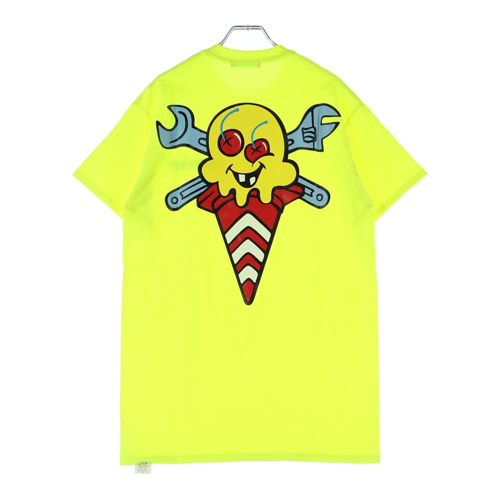 ICE CREAM(アイスクリーム) 19SS ×YOPPI CONE&BONES ヨッピー コーン アンド ボーンズ ロゴデザイン クルーネック カットソー 半袖Tシャツ イエロー ICJP195ST014