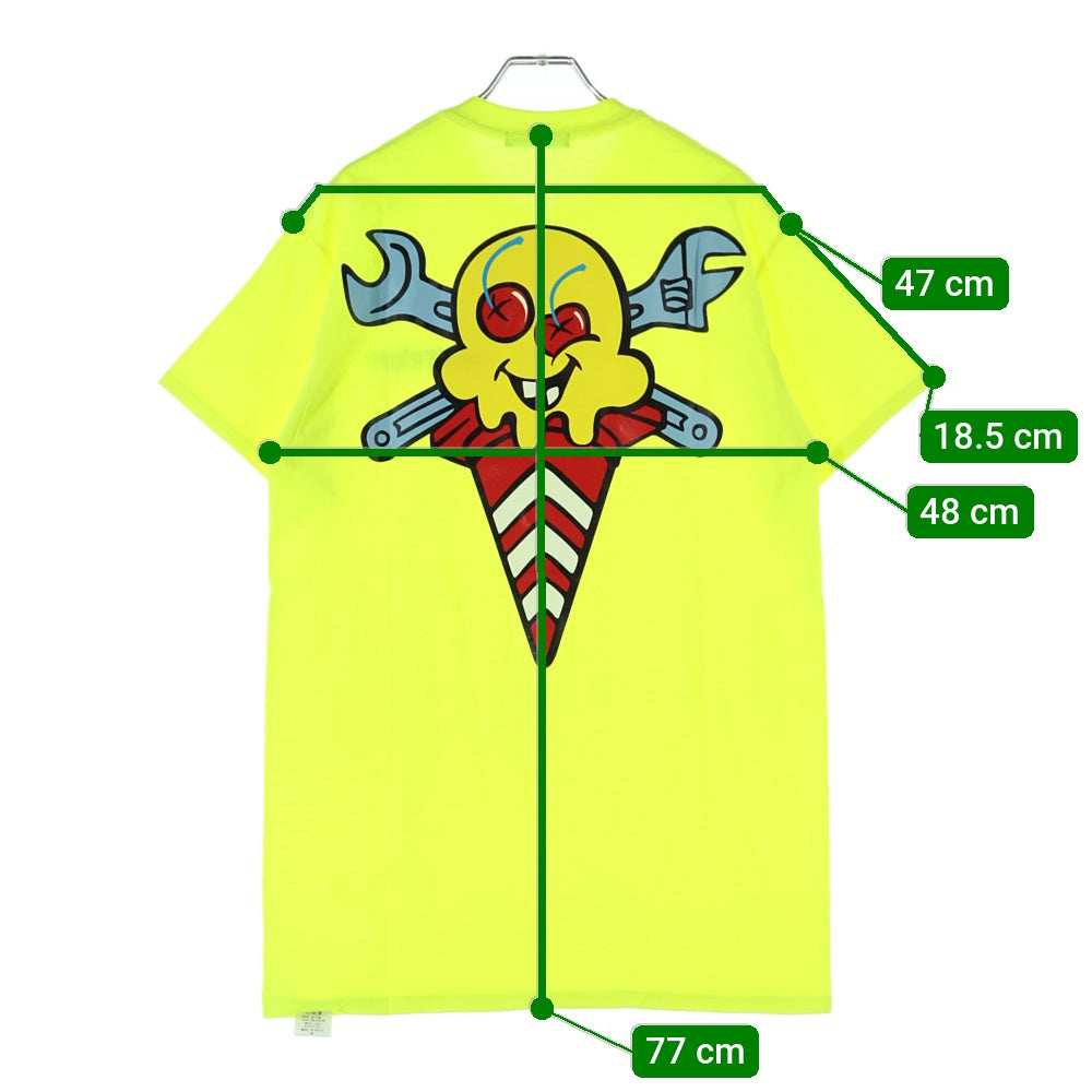 ICE CREAM(アイスクリーム) 19SS ×YOPPI CONE&BONES ヨッピー コーン アンド ボーンズ ロゴデザイン クルーネック カットソー 半袖Tシャツ イエロー ICJP195ST014