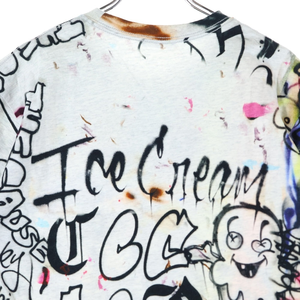 ICE CREAM(アイスクリーム) BEACH HOUSE S/S KNIT ビーチハウス 総柄 クルーネック カットソー 半袖Tシャツ マルチカラー 401-3307