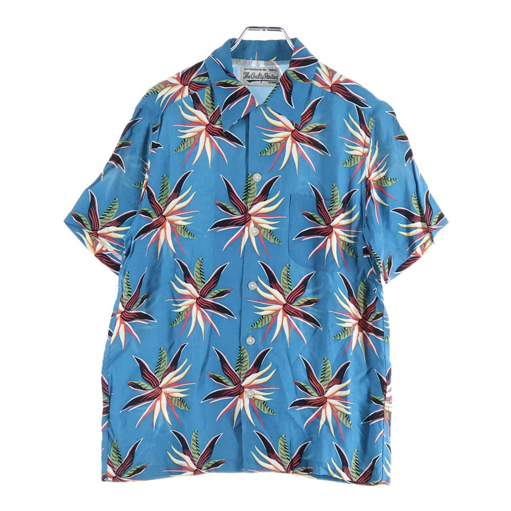 WACKO MARIA(ワコマリア) 15SS TROPICAL FLOWER ALOHA SHIRT トロピカルフラワー 花総柄 半袖レーヨンアロハシャツ ブルー