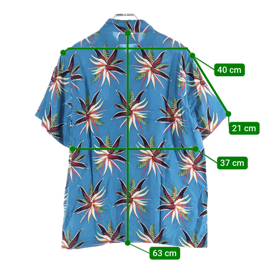 WACKO MARIA(ワコマリア) 15SS TROPICAL FLOWER ALOHA SHIRT トロピカルフラワー 花総柄 半袖レーヨンアロハシャツ ブルー