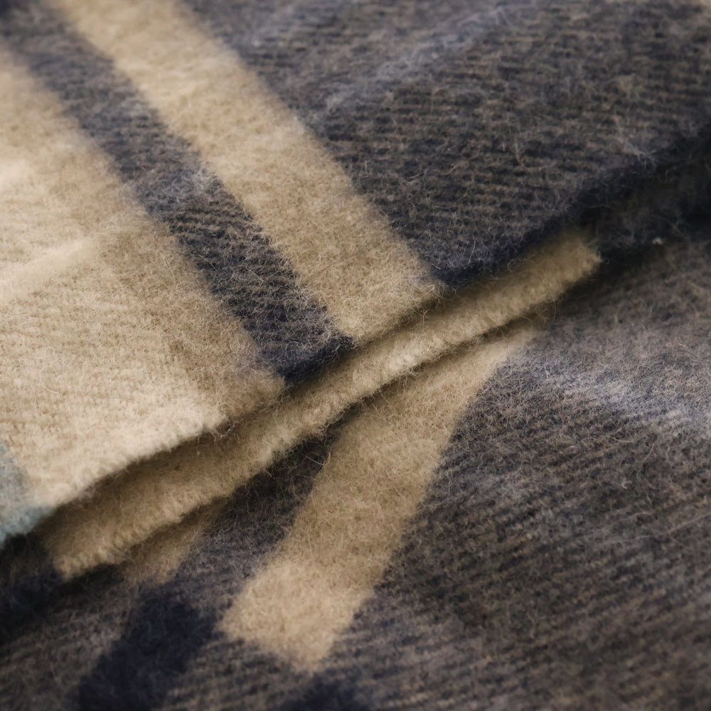 NO BRAND(ノーブランド) HILLTOP(ヒルトップ) チェック柄 ラムウール混ストール ブルー/ホワイト/ベージュ レディース