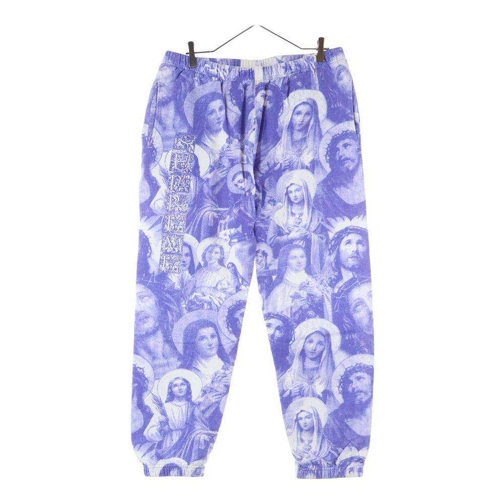 SUPREME(シュプリーム) 18AW Jesus and Mary Sweatpant ジーザス アンド メリー 総柄 スウェットロングパンツ パープル/ホワイト