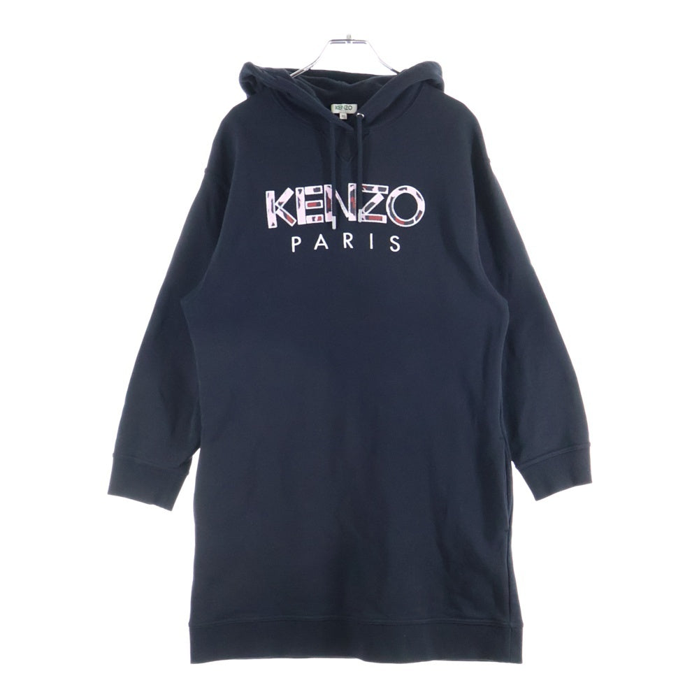 KENZO(ケンゾー) DRESS フロントロゴ スウェット ロングプルオーバーパーカー ドレス ブラック レディース F862RO865952