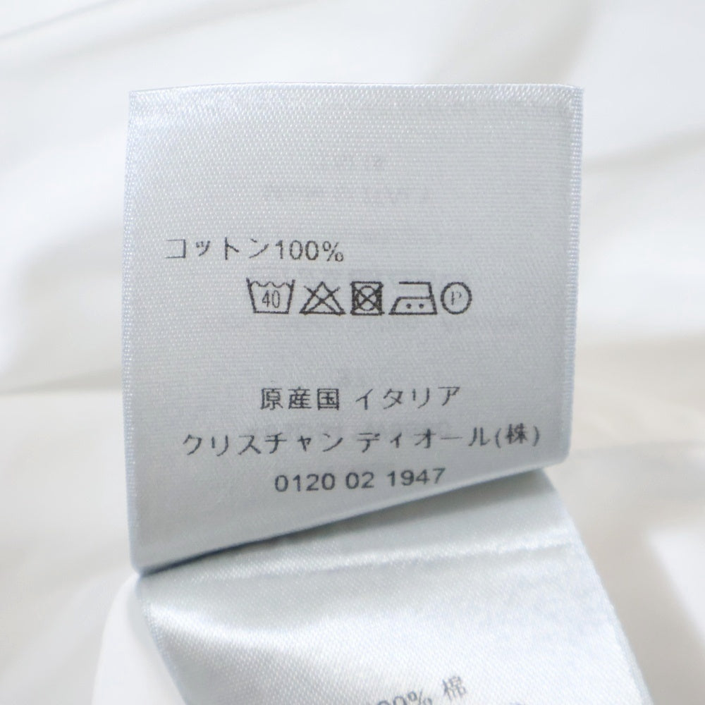 DIOR(ディオール) 18SS 襟ロゴ刺繍 比翼 コットン 長袖シャツ ホワイト 463C541W6680