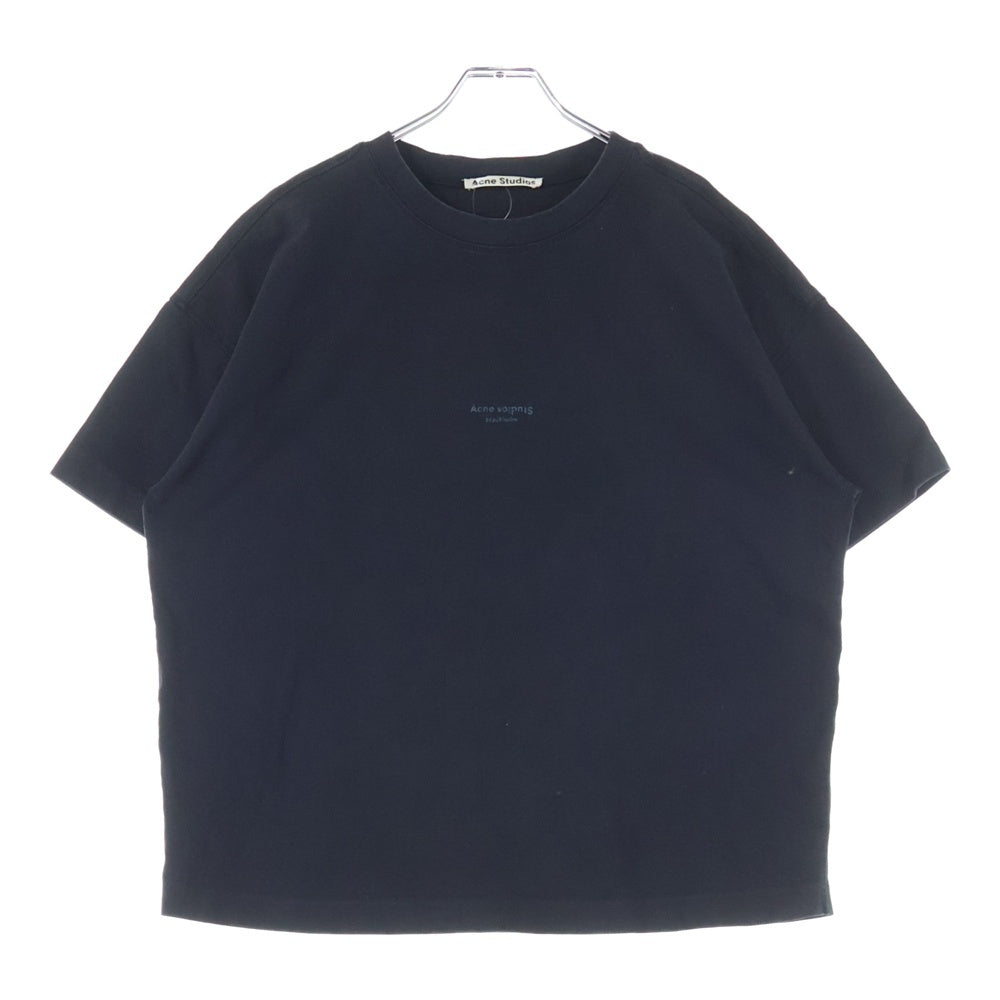 Acne Studios(アクネ ストゥディオズ) STELLIE PSS18 ステリー フロントロゴデザイン クルーネック カットソー 半袖Tシャツ ブラック 15C176