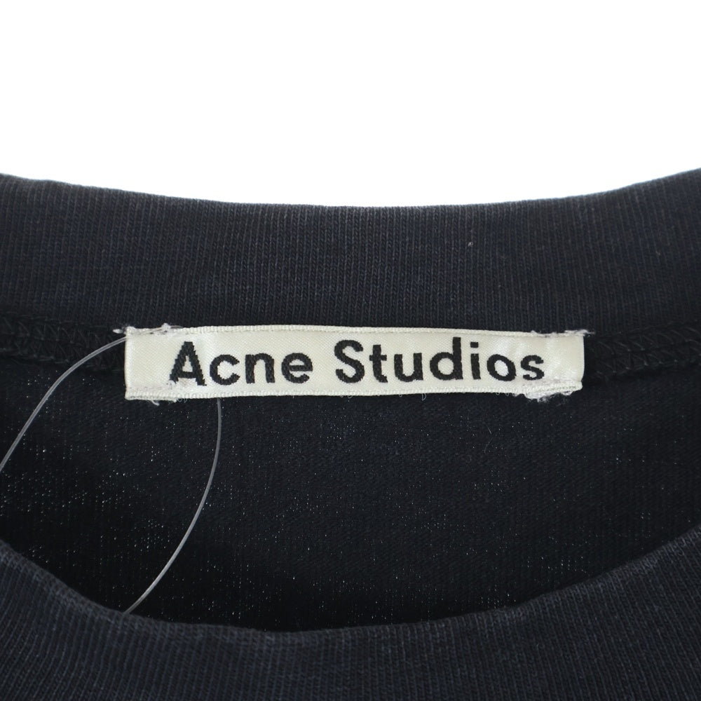 Acne Studios(アクネ ストゥディオズ) STELLIE PSS18 ステリー フロントロゴデザイン クルーネック カットソー 半袖Tシャツ ブラック 15C176