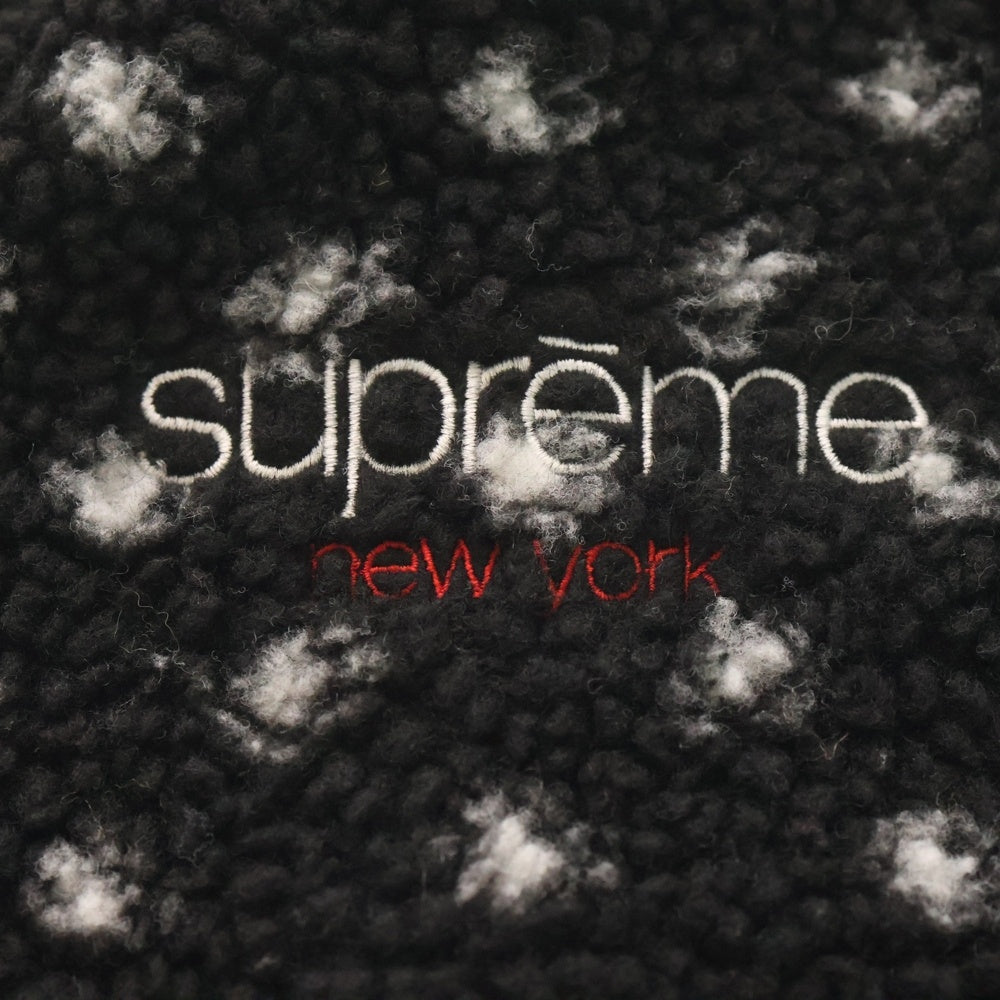 SUPREME(シュプリーム) 19AW Bandana Fleece Neck Gaiter バンダナ柄 ワンポイントデザイン ロゴエンブロイダリー ネックウォーマー ブラック