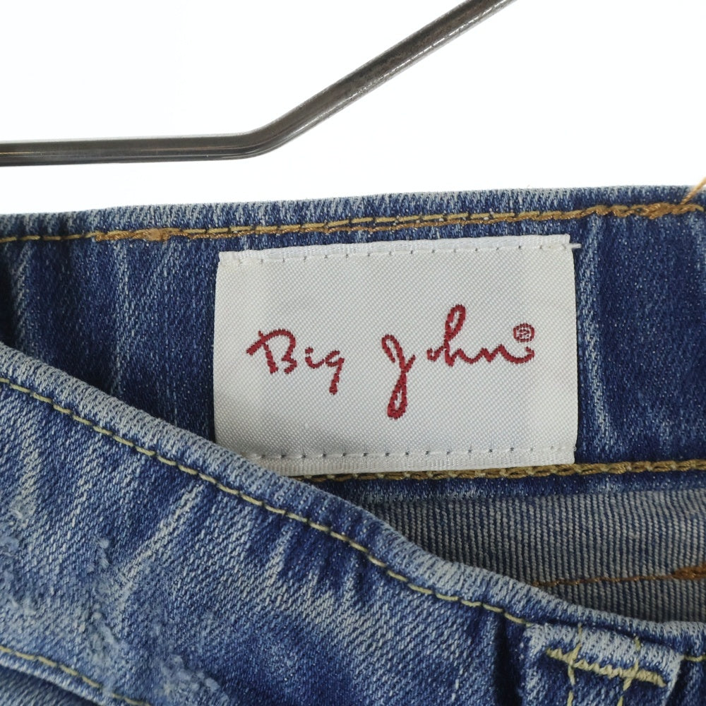 BIG JOHN(ビッグジョン) 革パッチ マルチポケット ドローストリング ジップアップ デニムスキニーパンツ インディゴ MMM336H