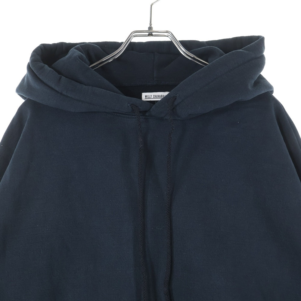WILLY CHAVARRIA(ウィリーチャバリア) カンガルーポケット ドローストリング フーデッド スウェット パーカー ブラック