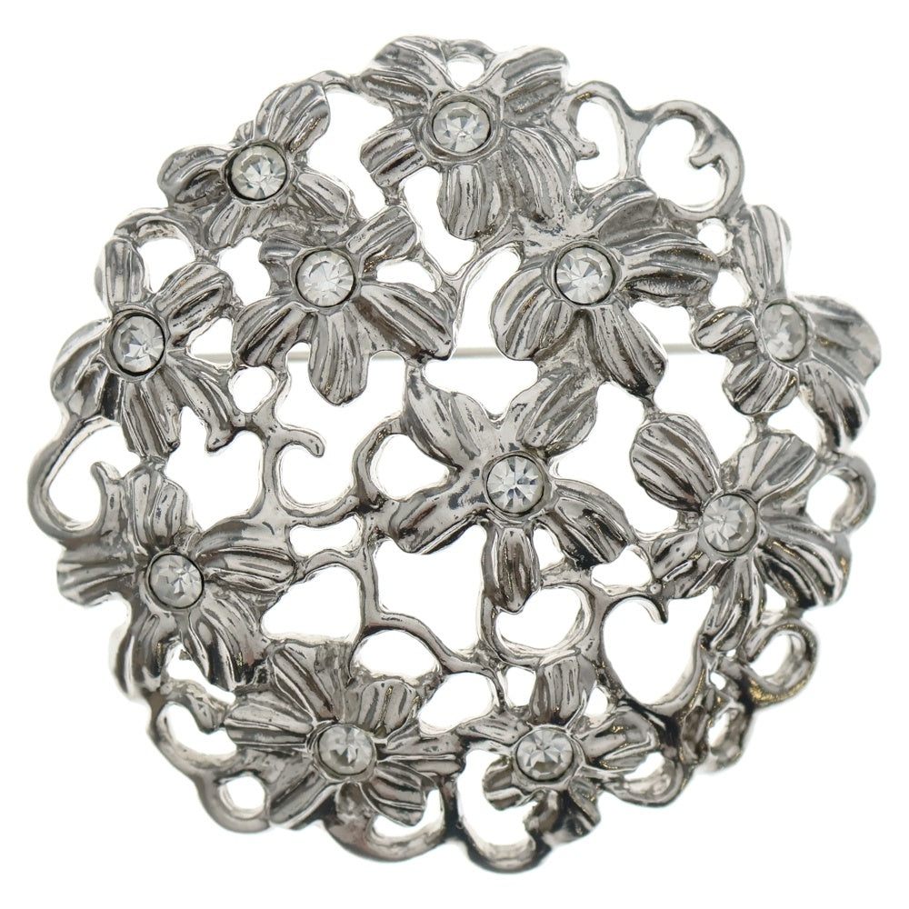 YVES SAINT LAURENT(イヴサンローラン) フラワーモチーフ ブローチ シルバー レディース