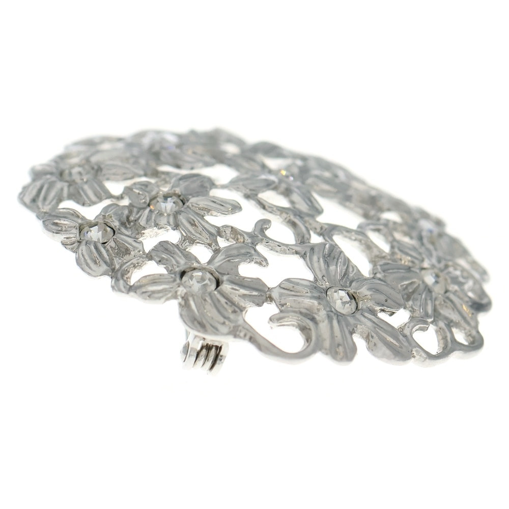 YVES SAINT LAURENT(イヴサンローラン) フラワーモチーフ ブローチ シルバー レディース