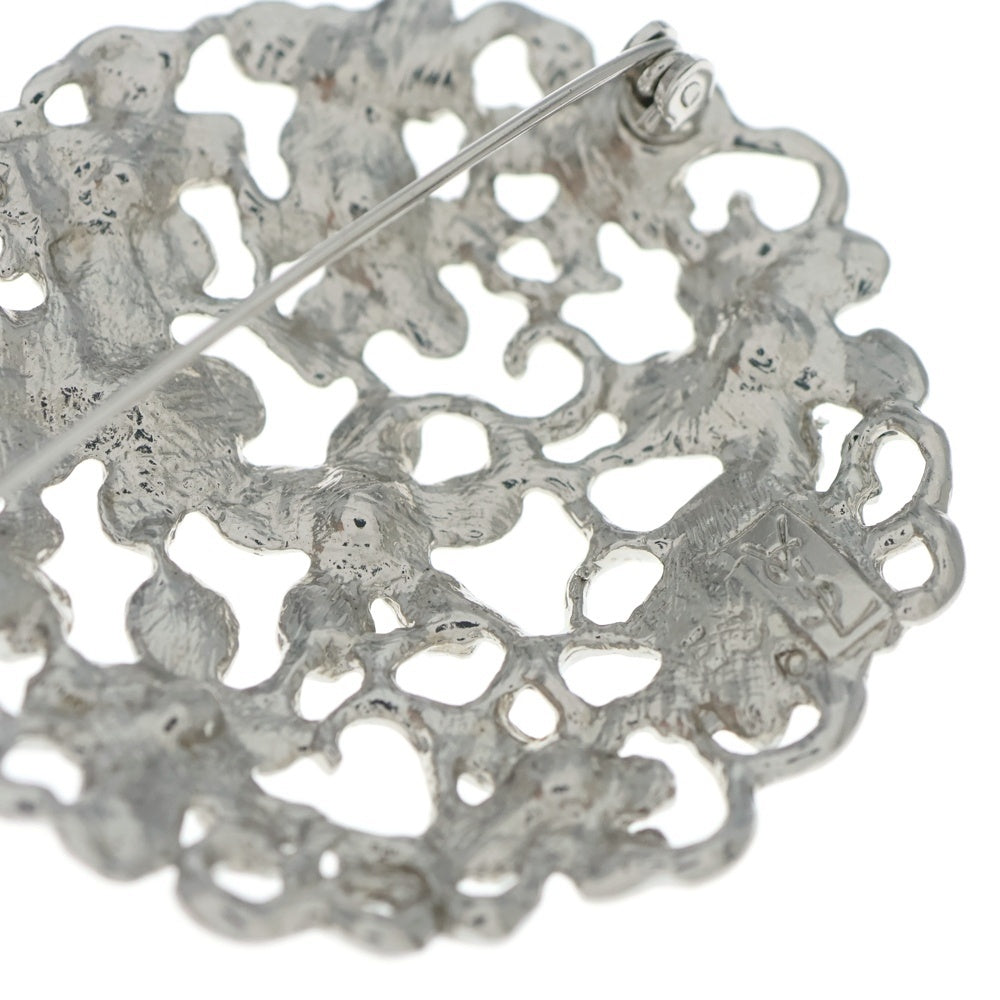 YVES SAINT LAURENT(イヴサンローラン) フラワーモチーフ ブローチ シルバー レディース