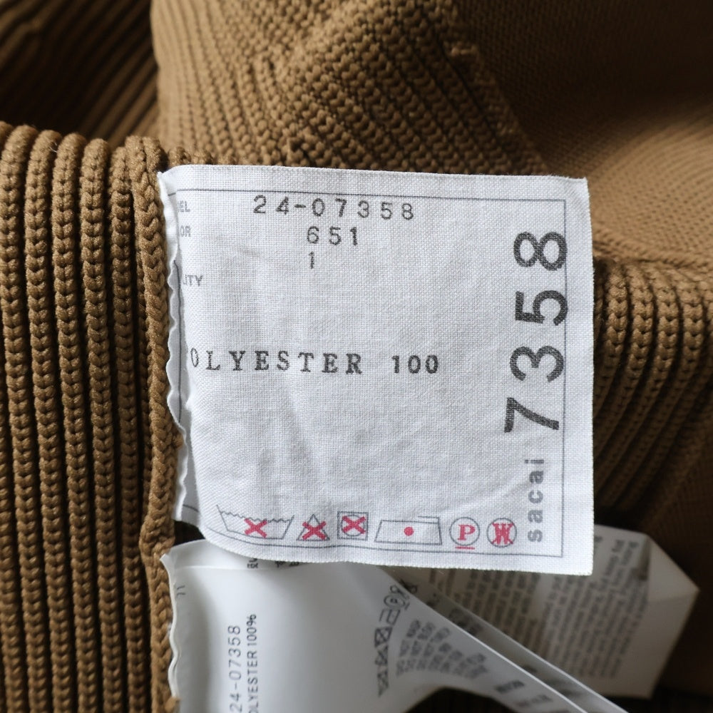 Sacai(サカイ) スタンドカラー 変形ニット ジップアップジャケット ブラウン/ネイビー レディース 24-07358