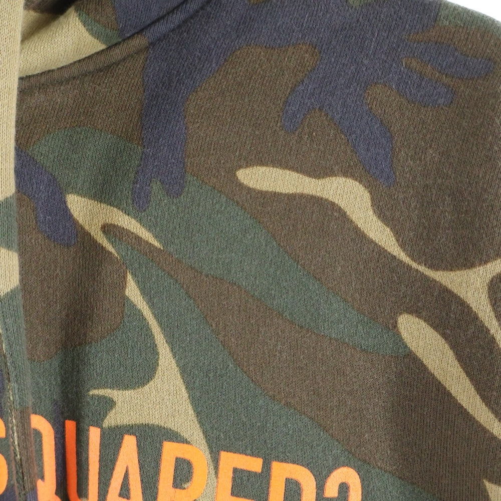 DSQUARED2(ディースクエアード) ICON アイコン カモ柄 ロゴデザイン ドローストリング フーデッド スウェット パーカー カーキ S79GU0006