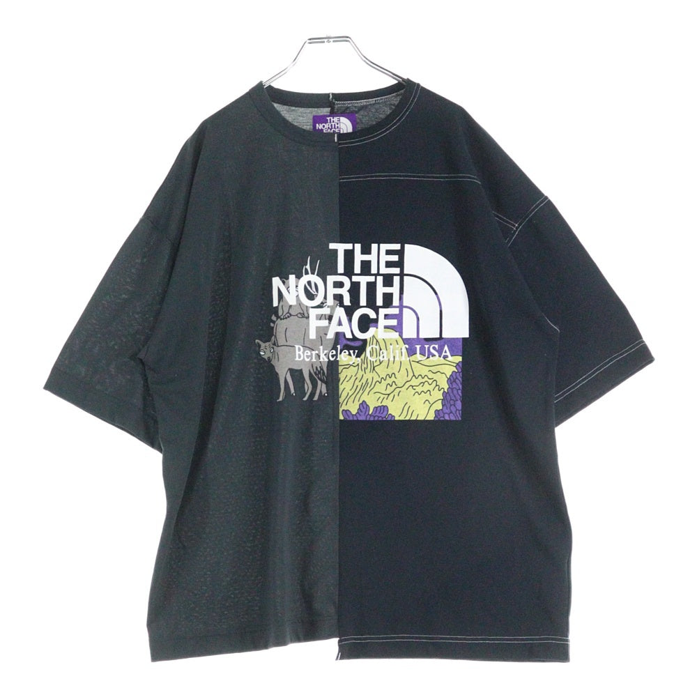 THE NORTH FACE(ザノースフェイス) CRAZY H/S LOGO TEE クレイジーロゴデザイン クルーネック カットソー 半袖Tシャツ ブラック/グリーン NT3009N