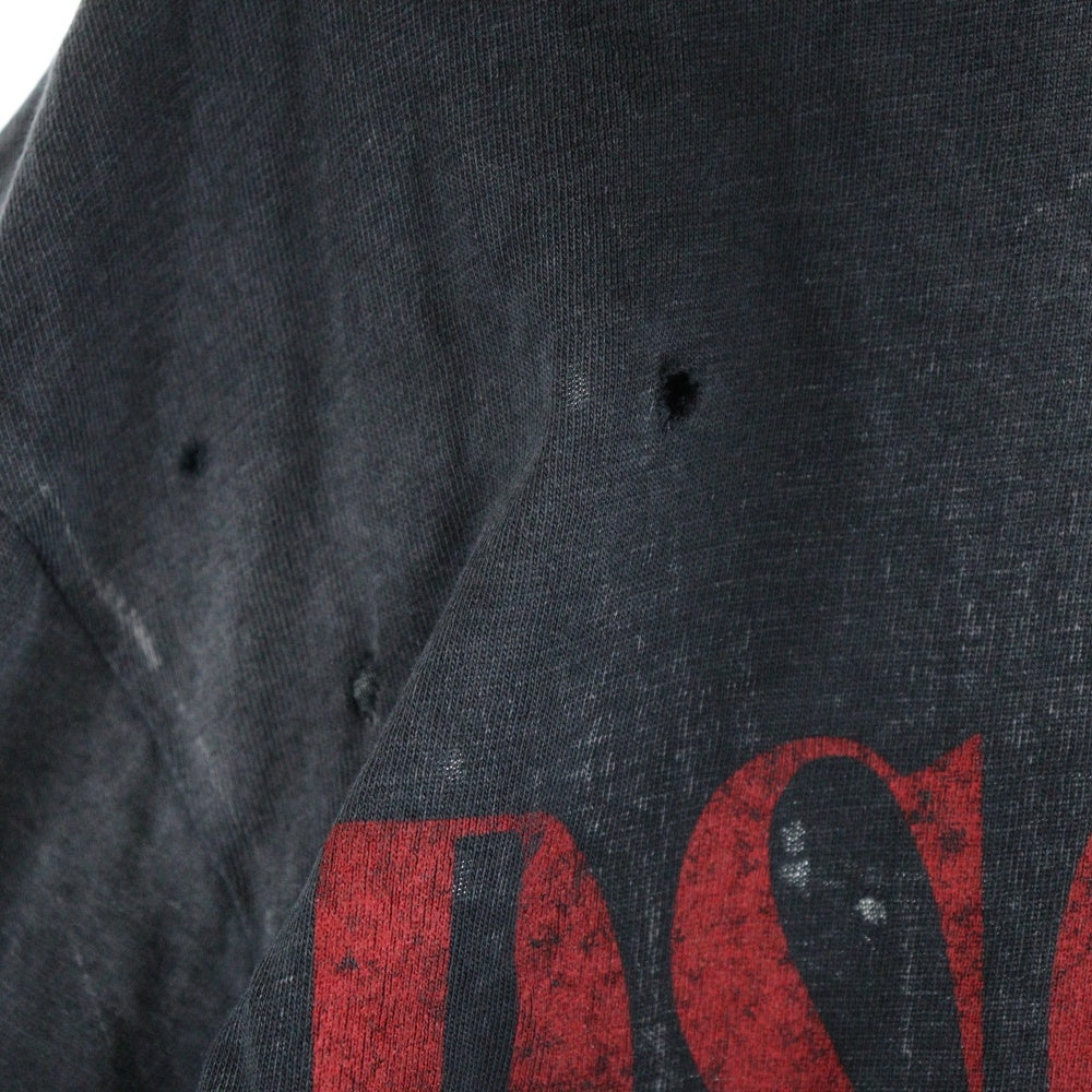 DSQUARED2(ディースクエアード) ダメージ加工 フロントロゴデザイン クルーネック カットソー 半袖Tシャツ ブラック S71GD0830