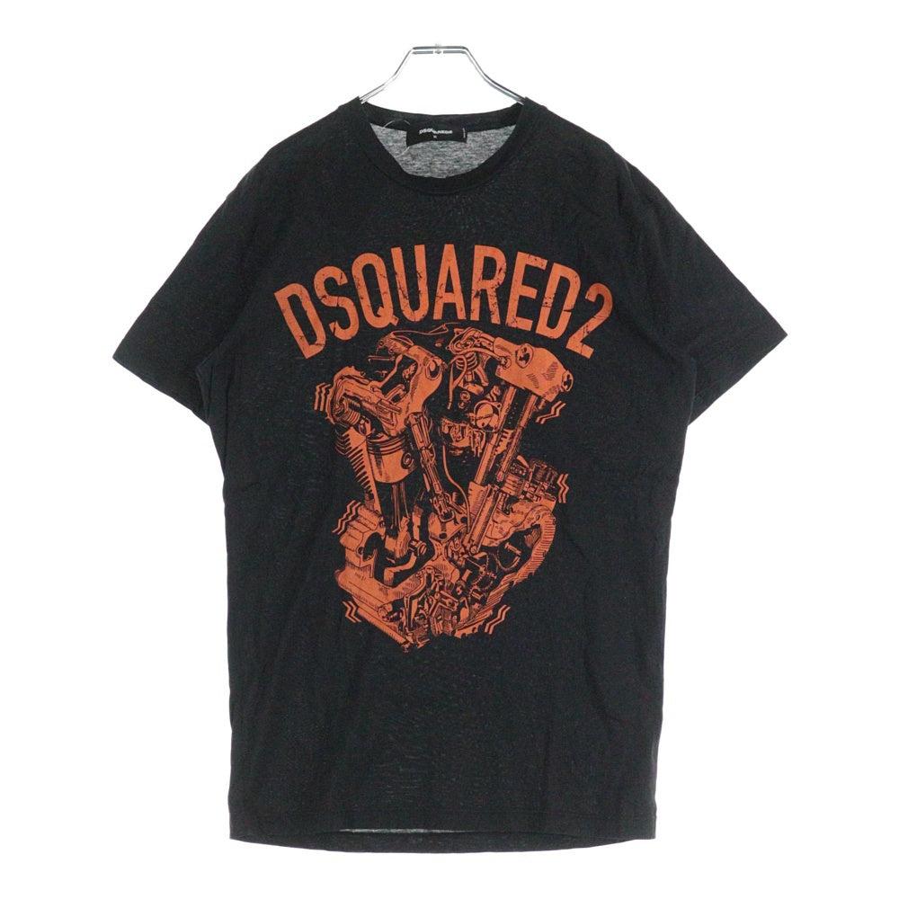 DSQUARED2(ディースクエアード) フロントロゴデザイン クルーネック カットソー 半袖Tシャツ ブラック S74GD0636