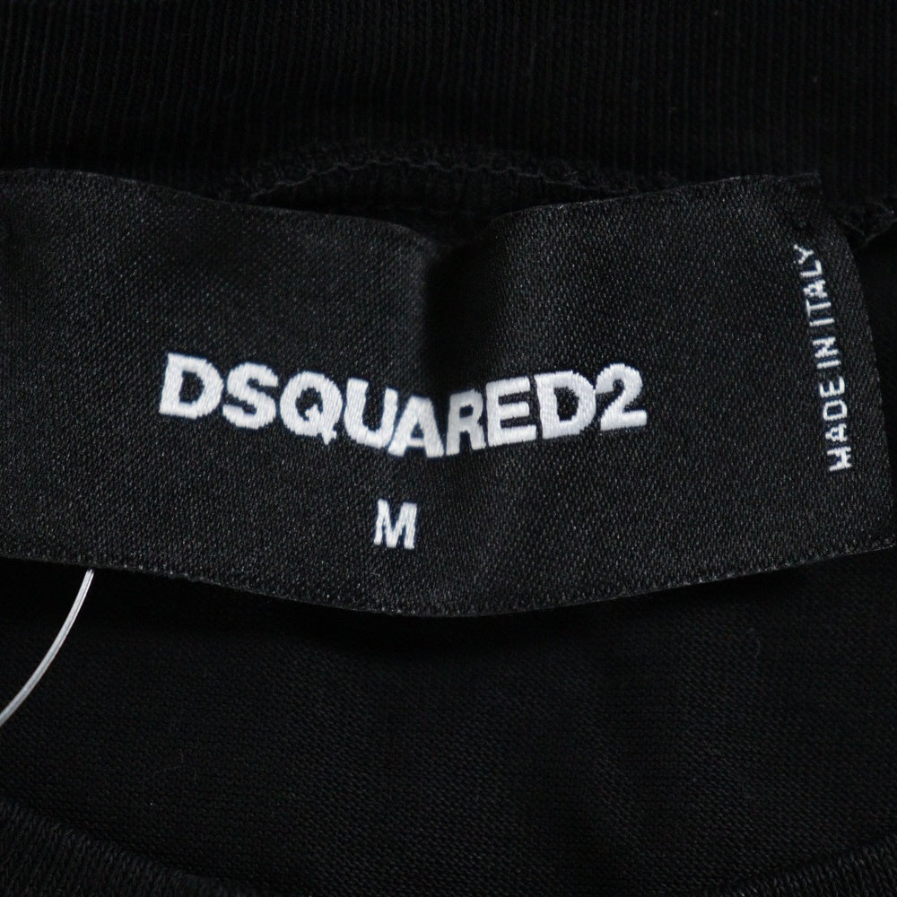 DSQUARED2(ディースクエアード) フロントロゴデザイン クルーネック カットソー 半袖Tシャツ ブラック S74GD0636