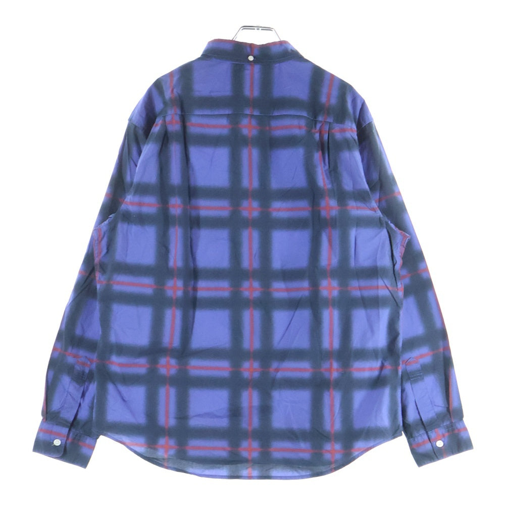 SUPREME(シュプリーム) 21SS Spray Tartan Shirt スプレー タータンチェック柄 胸ロゴデザイン 長袖シャツ パープル