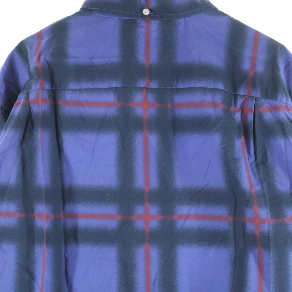 SUPREME(シュプリーム) 21SS Spray Tartan Shirt スプレー タータンチェック柄 胸ロゴデザイン 長袖シャツ パープル