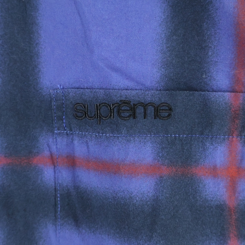 SUPREME(シュプリーム) 21SS Spray Tartan Shirt スプレー タータンチェック柄 胸ロゴデザイン 長袖シャツ パープル