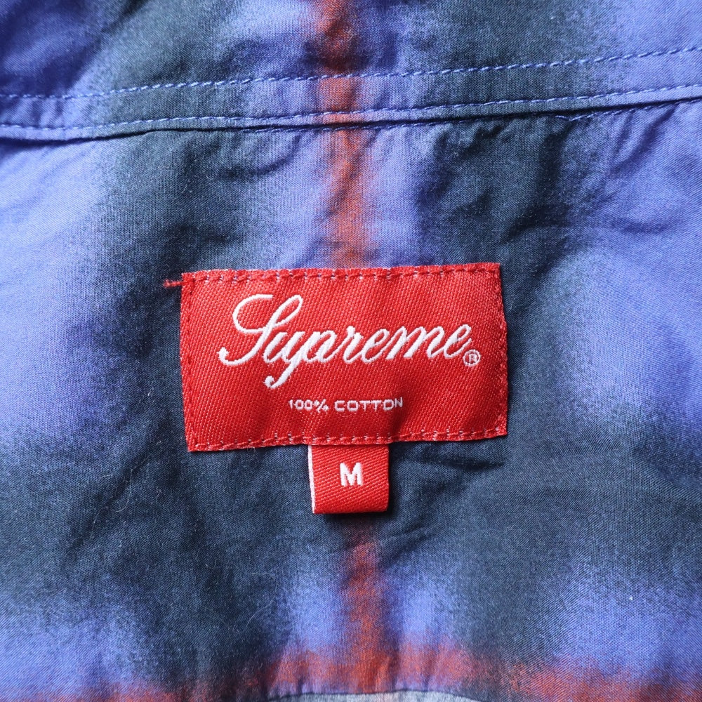 SUPREME(シュプリーム) 21SS Spray Tartan Shirt スプレー タータンチェック柄 胸ロゴデザイン 長袖シャツ パープル