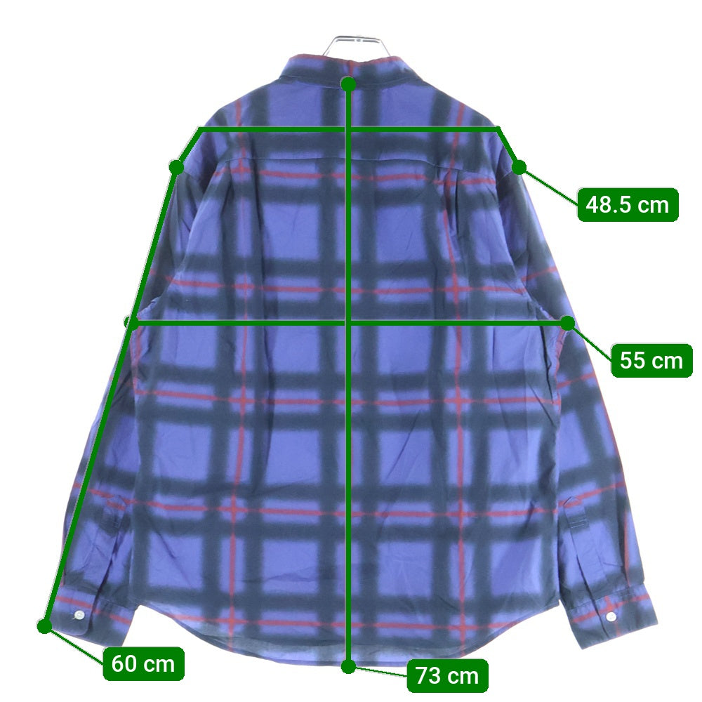 SUPREME(シュプリーム) 21SS Spray Tartan Shirt スプレー タータンチェック柄 胸ロゴデザイン 長袖シャツ パープル