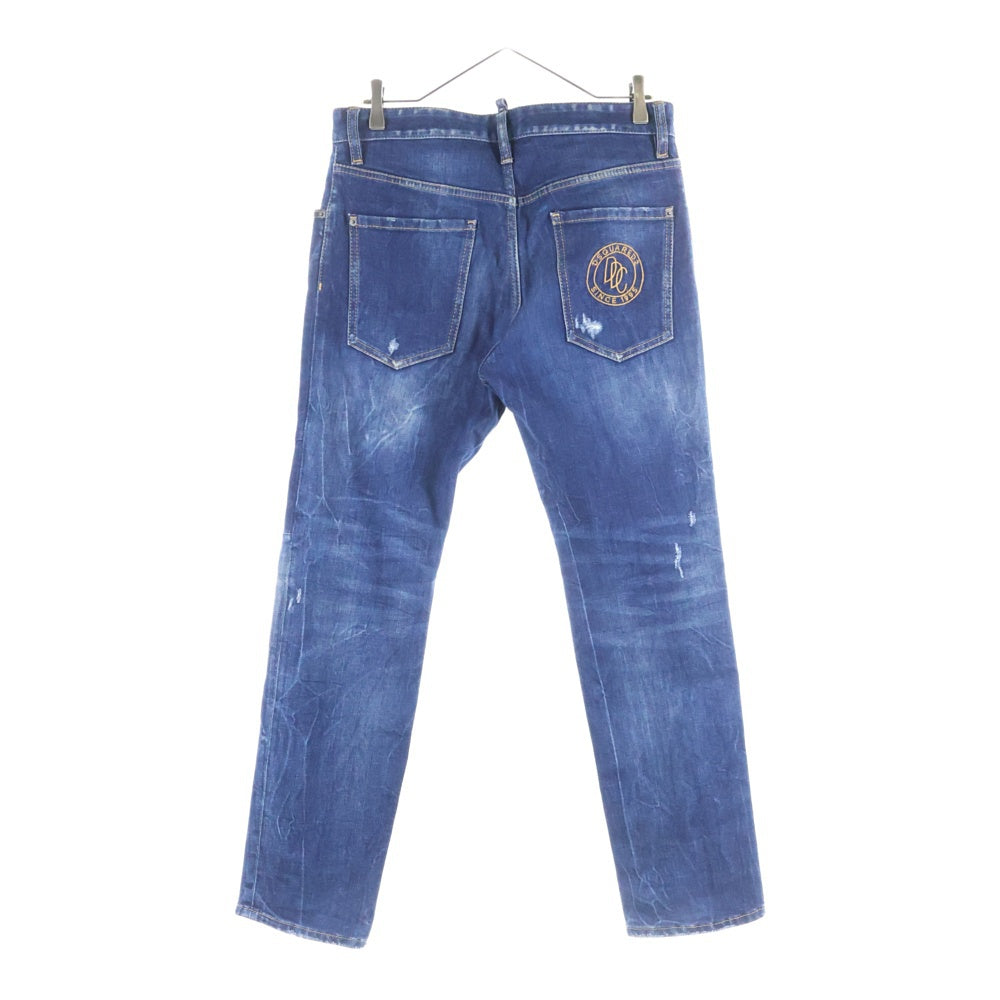 DSQUARED2(ディースクエアード) ダメージ加工 マルチポケット ジップアップ デニムパンツ インディゴ S74LB0684