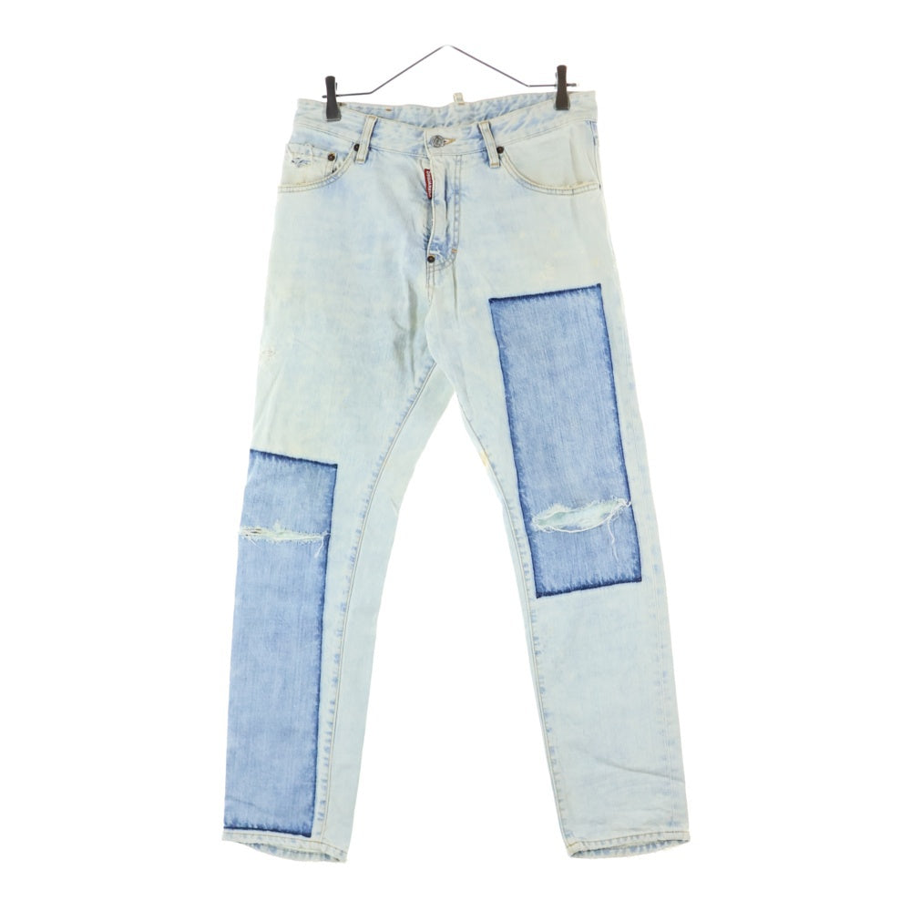 DSQUARED2(ディースクエアード) STRAIGHT LEG BOOT CUT JEAN ストレート ブーツカット ダメージ加工 マルチポケット ジップアップ デニムパンツ ホワイト S74LB0662