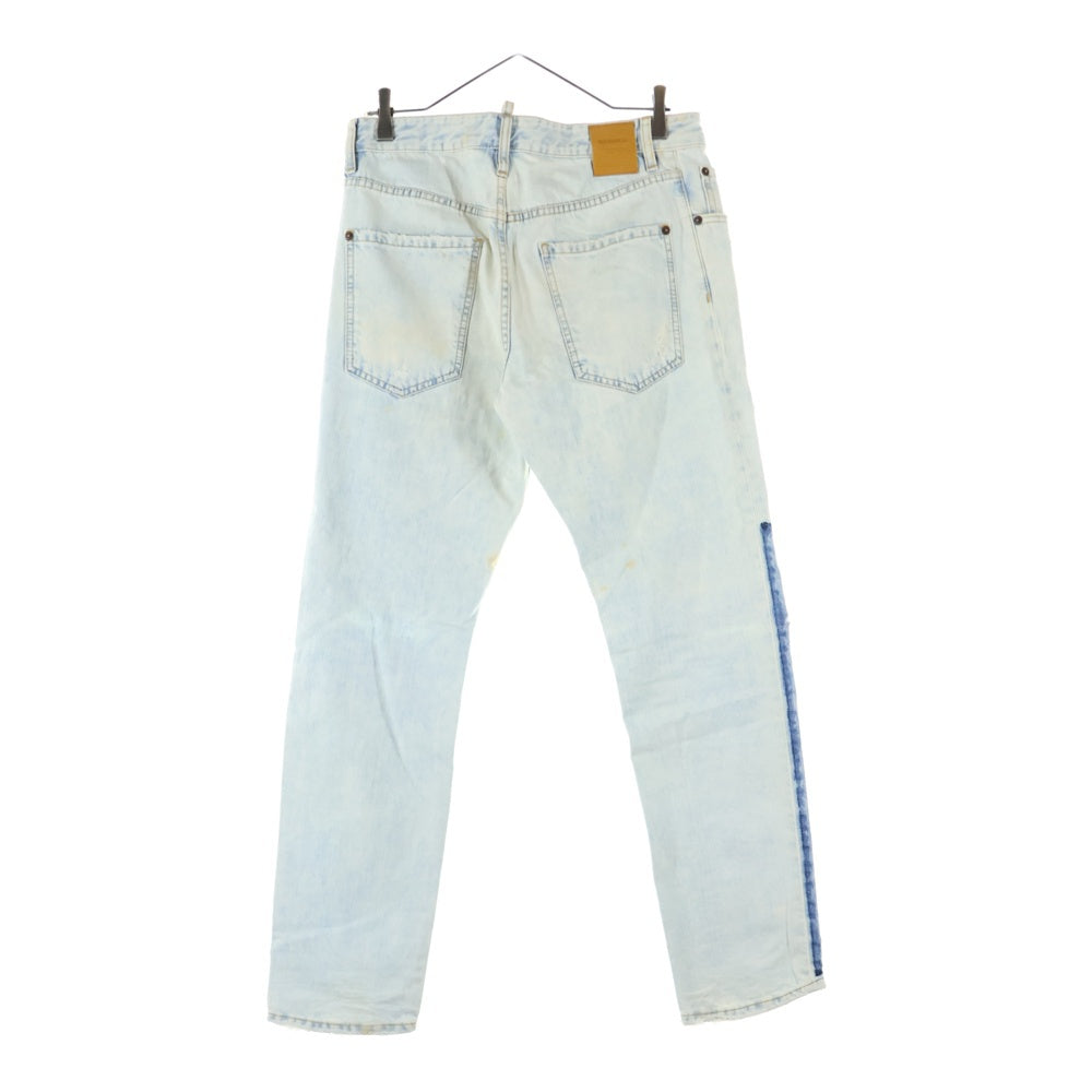 DSQUARED2(ディースクエアード) STRAIGHT LEG BOOT CUT JEAN ストレート ブーツカット ダメージ加工 マルチポケット ジップアップ デニムパンツ ホワイト S74LB0662